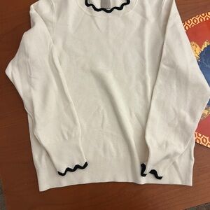 H&M Ivory Sweater with Black Trim